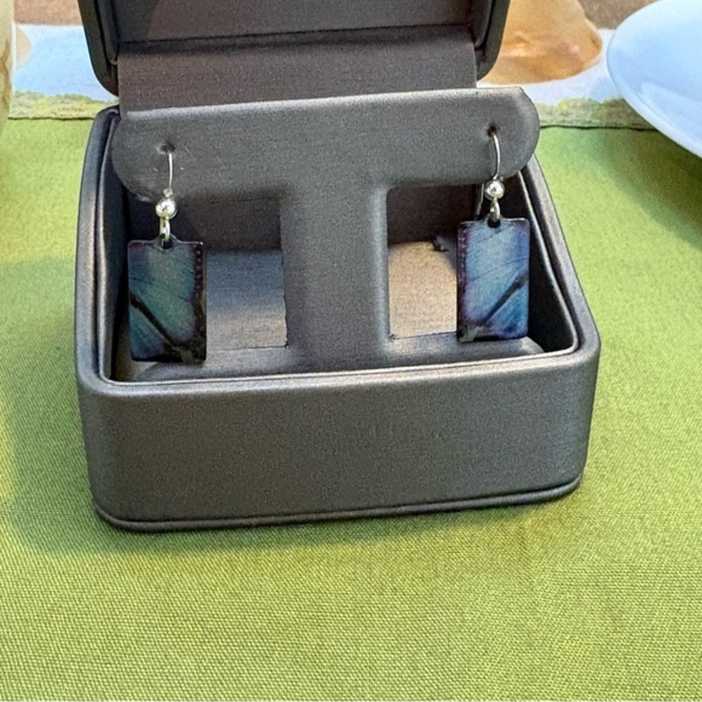 Blue Butterfly Rectangular Earrings
